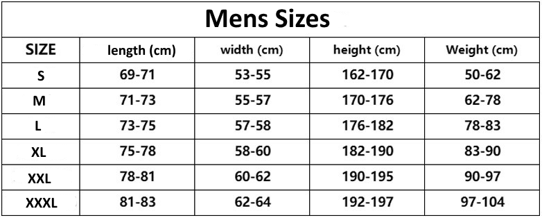 Size Chart 3XL